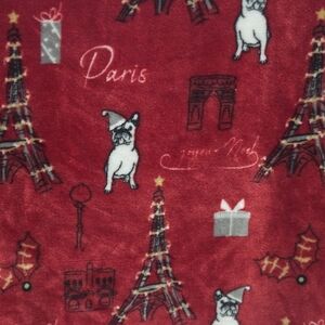 Red Paris Bulldog Blanket 50x11